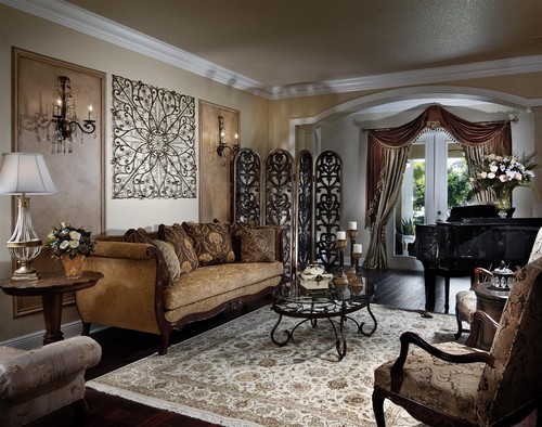 Traditional-Living-Room-Design-with-Metal-Wall-Panels-by-Myriam-Payne