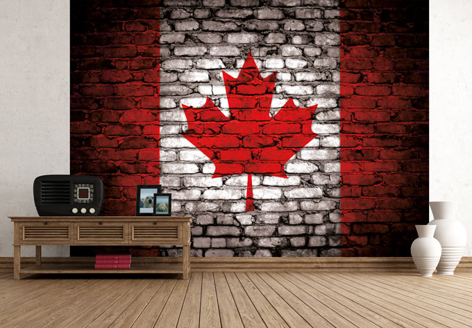 Canada Flag - Brickwall View - Fleece Wallpaper (Roll)