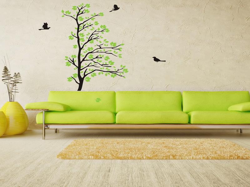 Tree and bird living room wall art