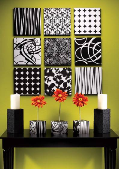 Black and white wall decoration living room