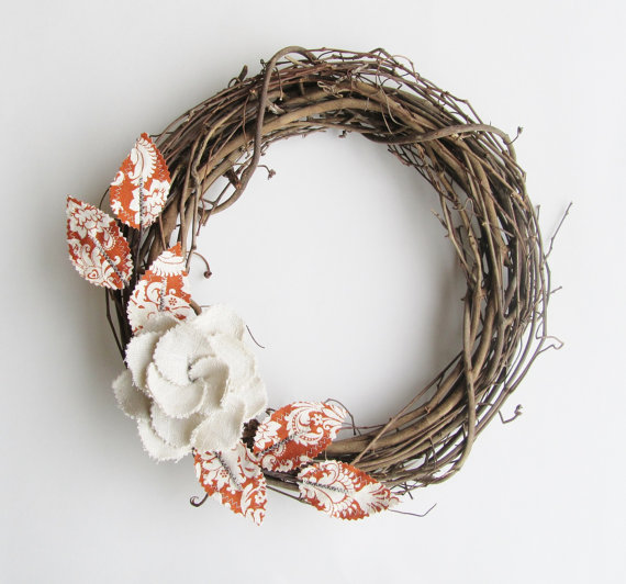 Fabric Leaf Wreath wall decoration