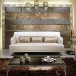 Terrific Living Room Wall Decor With Sparkling Tiles Exotic Pendant Lamps And Elegant Fur Rug