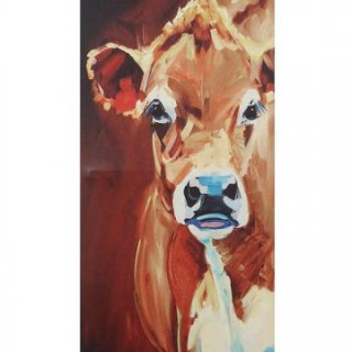 Larger View ONE COW TALL CANVAS WALL ART